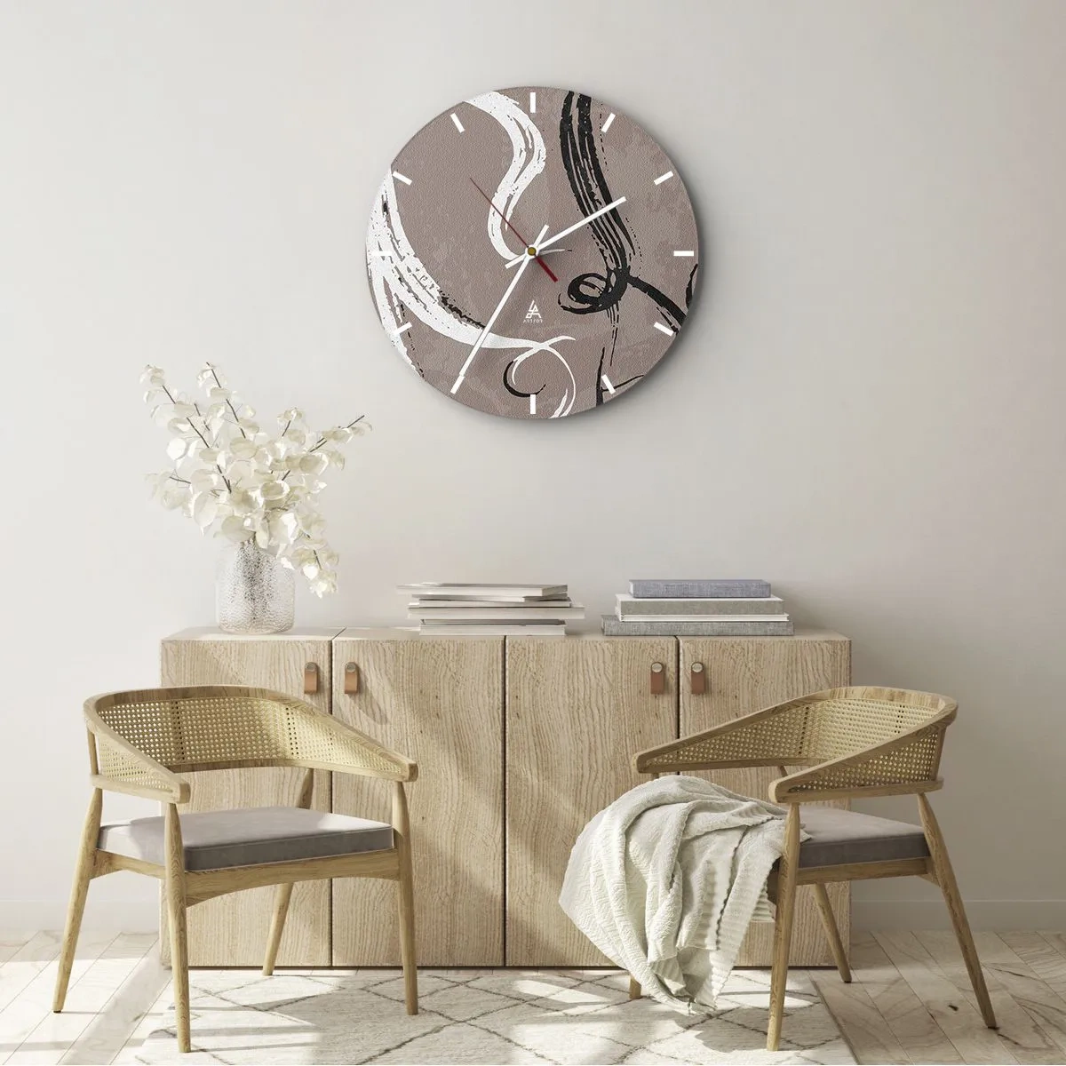 Reloj de pared - Reloj de vidrio - Composición: la búsqueda de la plenitud - 40x40 cm