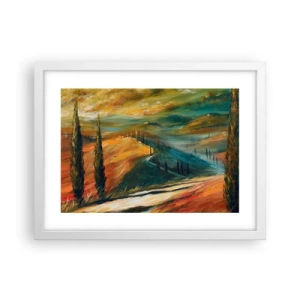 Póster en marco blanco - Paisaje toscano - 40x30 cm