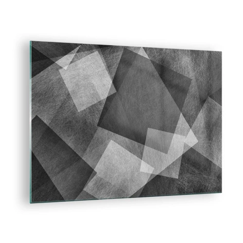 Cuadro sobre vidrio - Impresiones sobre Vidrio - Abstracción geométrica en tonos negro, blanco y gris. - 70x50cm - Un símbolo eterno de permanencia y orden - Decoración de pared moderna para salón y dormitorio ARTTOR