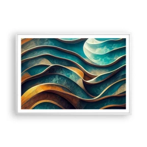 Póster en marco blanco - Meandros de azul - 100x70 cm