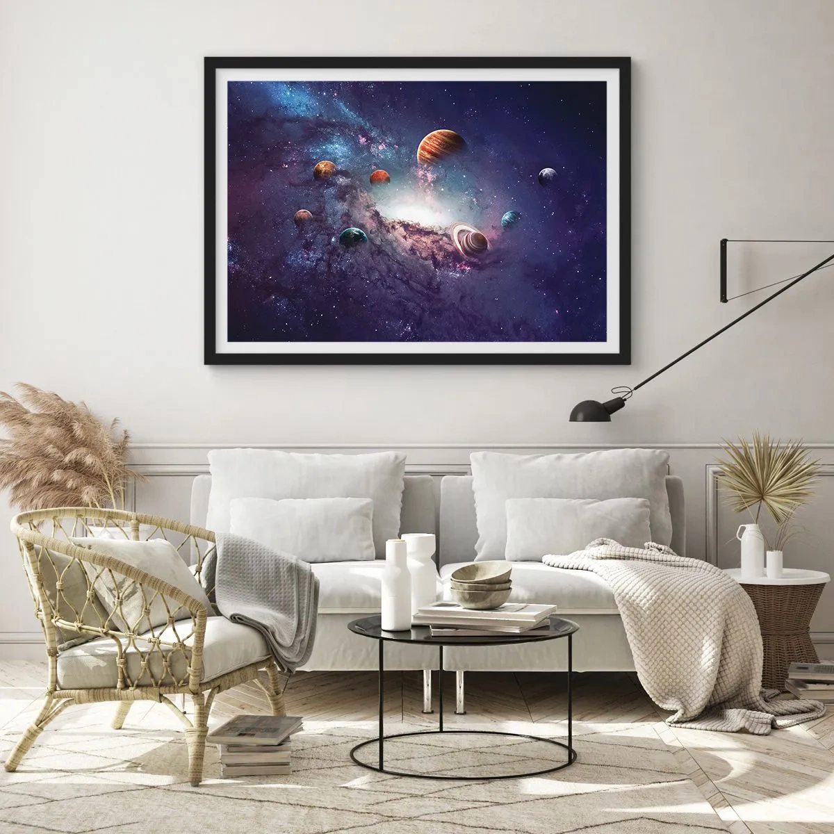 Póster en marco negro - La danza alrededor del Sol - 91x61 cm