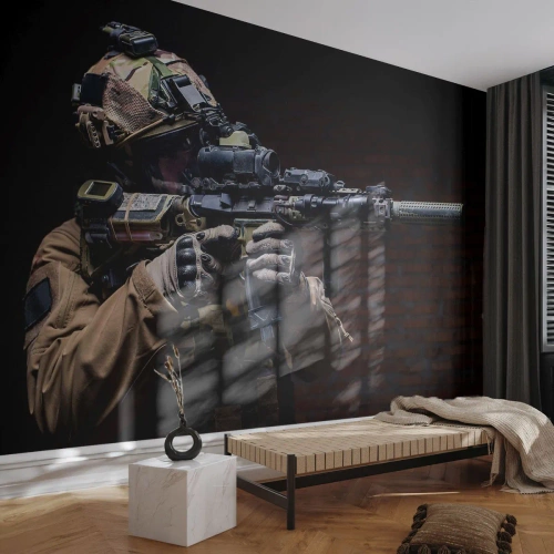 Fotomural Autadhesivo Deluxe Sticker - Mortalmente eficaz - Militar, Rifle, Arma - 100x70 cm