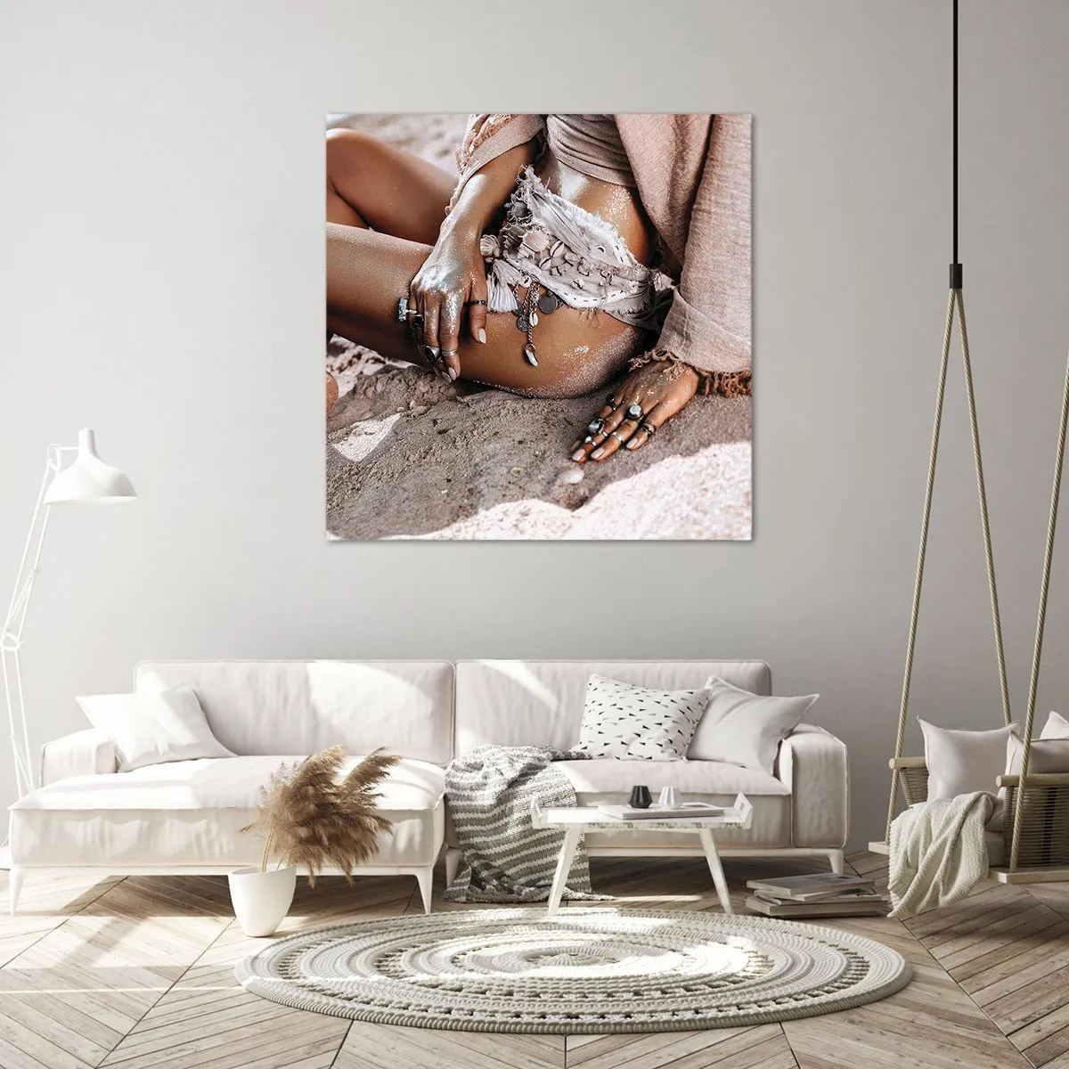 Cuadro sobre lienzo - Impresión de Imagen - Bañada por el sol y la arena - 40x40 cm