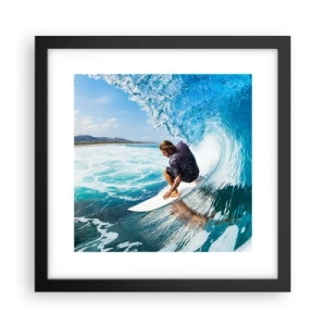 Póster en marco negro - Bailando con las olas - 30x30 cm