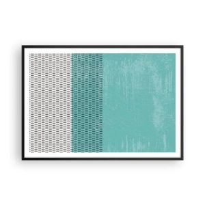 Póster en marco negro - Composición geométrica con turquesa y líneas. - 100x70cm - Composición equilibrada - Decoración de pared moderna para salón y dormitorio ARTTOR