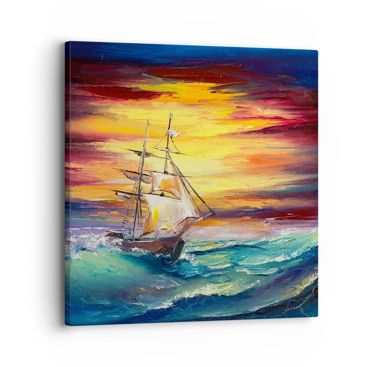 Cuadro sobre lienzo - Impresión de Imagen - Valientemente surcando las olas - 30x30 cm