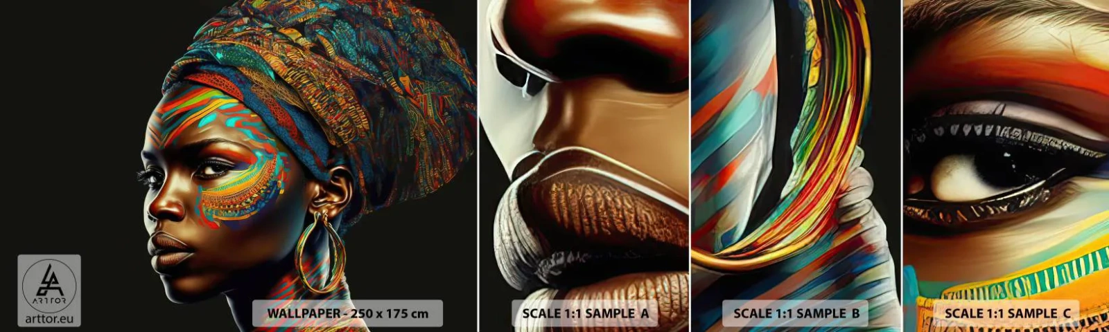 Muestra De Fotomural Standard Eco - Reina africana - Turbante, tribus, afroamericano - 100x30 cm