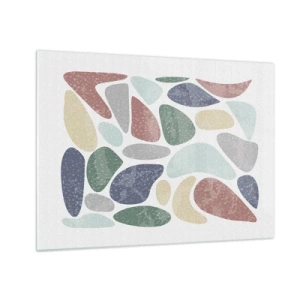 Cuadro sobre vidrio - Impresiones sobre Vidrio - Piedras decorativas en colores en polvo en forma de mosaico. - 70x50cm - Mosaico de colores empolvados - Decoración de pared moderna para salón y dormitorio ARTTOR