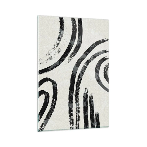 Cuadro sobre vidrio - Impresiones sobre Vidrio - Líneas abstractas en blanco y negro sobre un fondo claro - 80x120cm - A medias - Decoración de pared moderna para salón y dormitorio ARTTOR