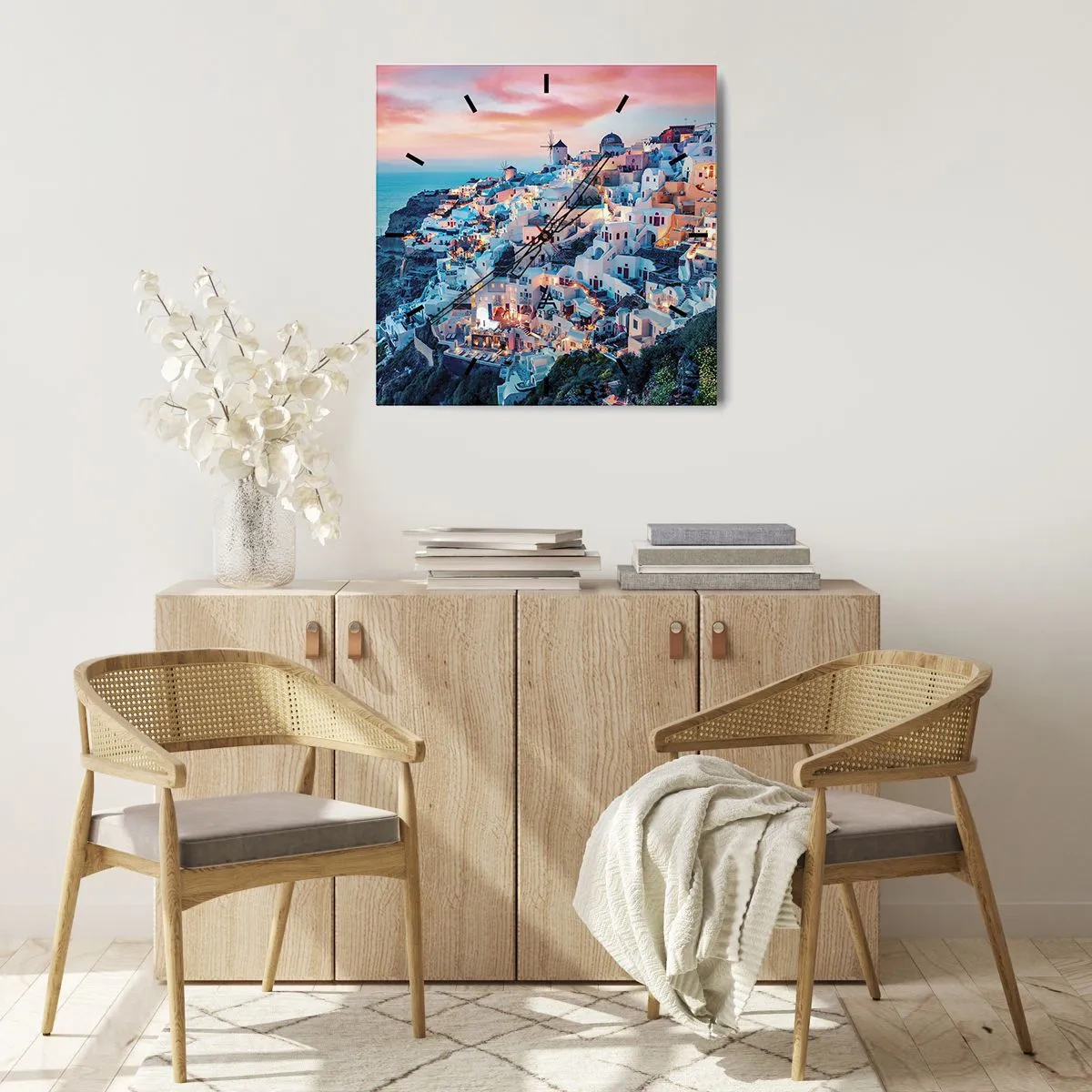 Reloj de pared - Reloj de vidrio - Vacaciones en Grecia - 30x30 cm