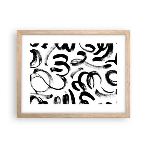 Póster en marco roble claro - Negro sobre blanco - 40x30 cm
