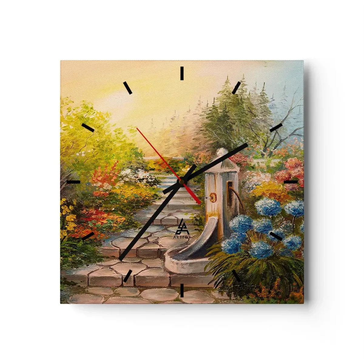Reloj de pared - Reloj de vidrio - En plena floración - 40x40 cm