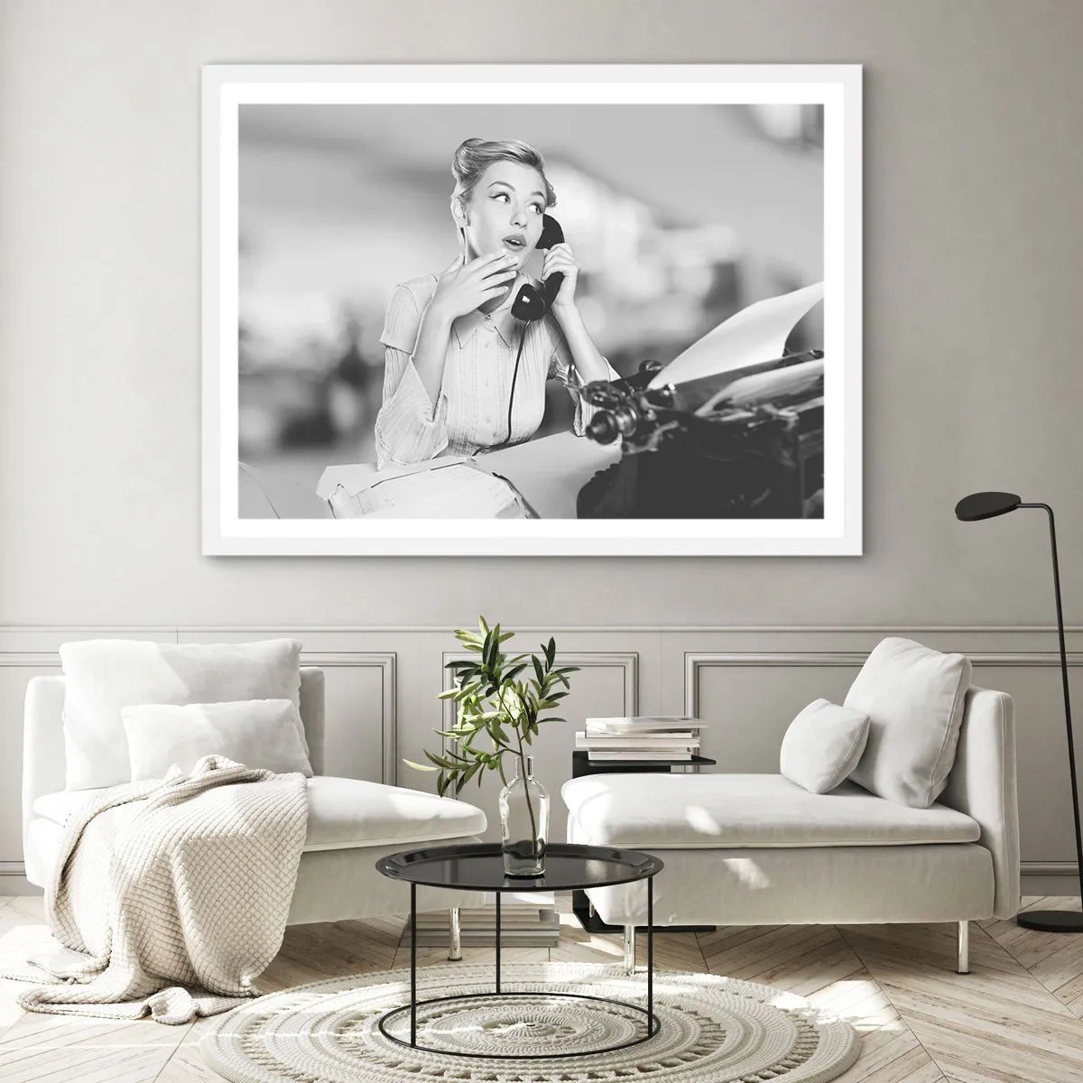 Póster en marco blanco - ¿Diga?, estamos en los años 50. - 50x40 cm