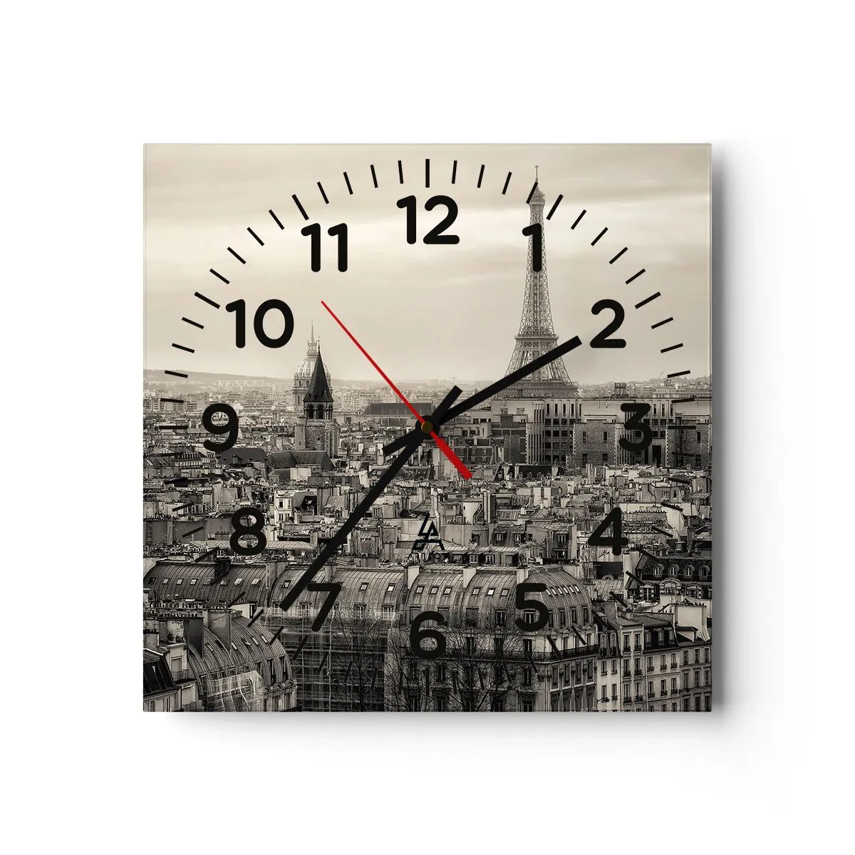 Reloj de pared - Reloj de vidrio - Sobre los tejados de París - 40x40 cm