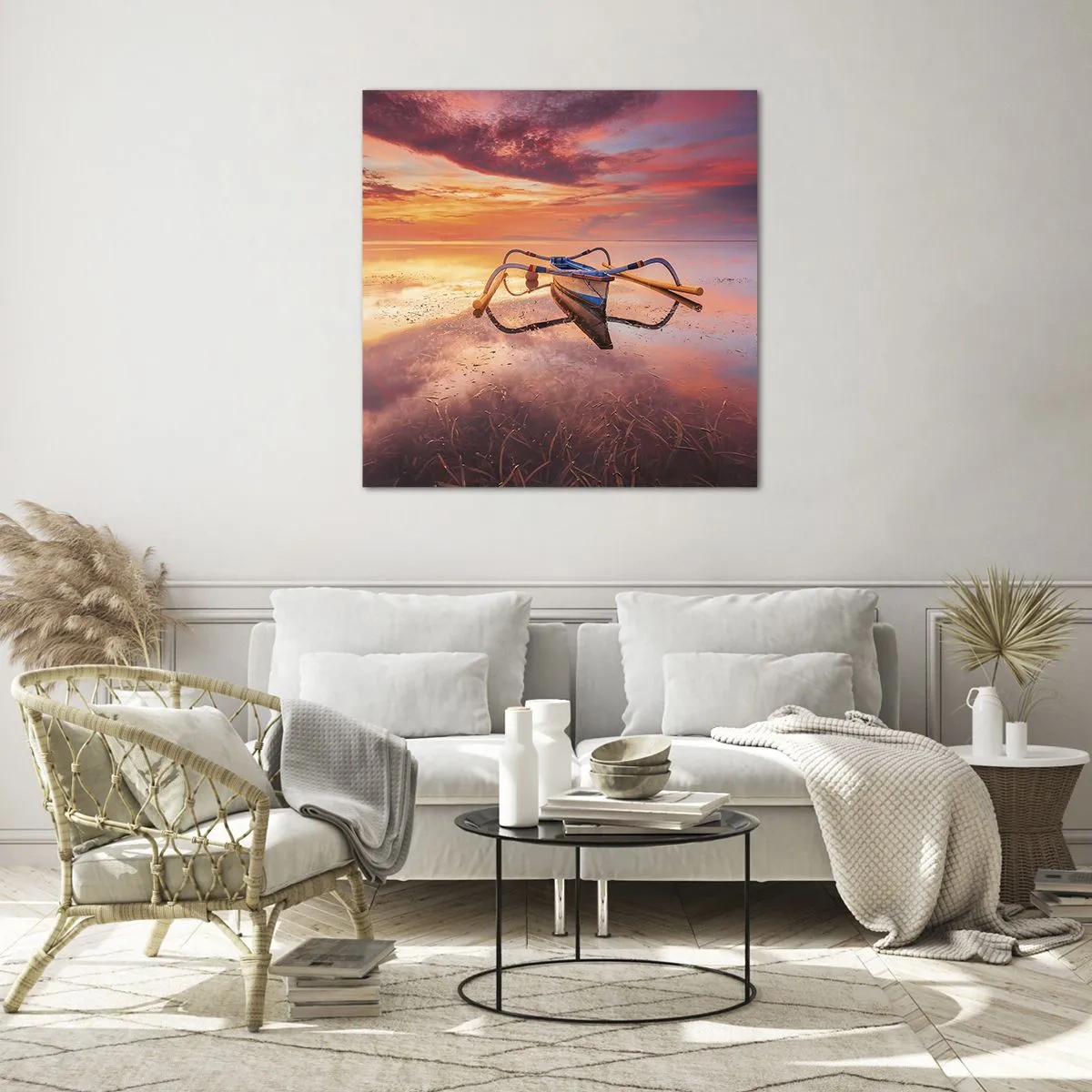 Cuadro sobre vidrio - Impresiones sobre Vidrio - Calma de una tarde tropical - 50x50 cm