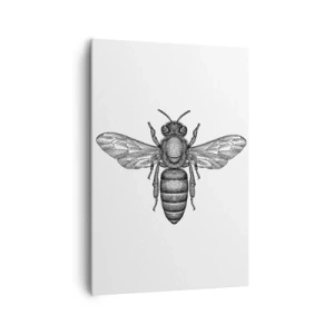 Cuadro sobre lienzo - Impresión de Imagen - Un motivo de abeja de dibujos animados sobre un fondo blanco en un estilo minimalista. - 70x100cm - Retrato de insecto - Decoración de pared moderna para salón y dormitorio ARTTOR