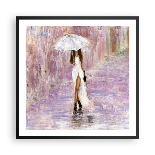 Póster en marco negro - En la lluvia de lilas - 60x60 cm