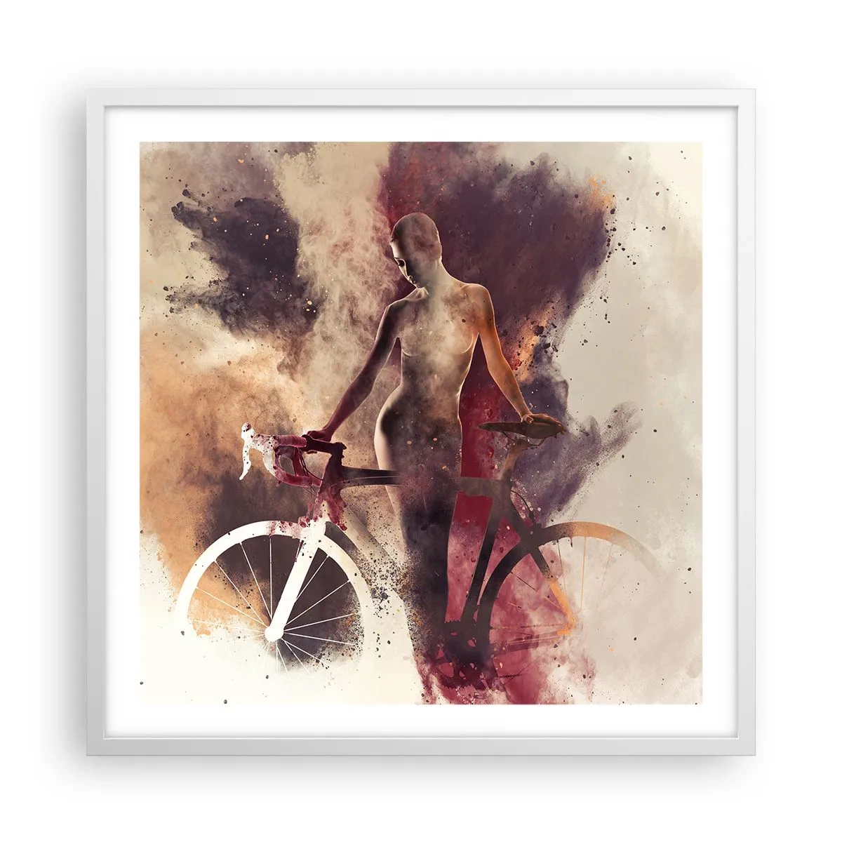 Póster en marco blanco - En las formas de mármol un alma ciclista - 60x60 cm