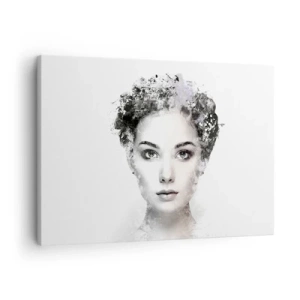 Cuadro sobre lienzo - Impresión de Imagen - Un retrato artístico de una mujer con delicados acentos abstractos. - 70x50cm - Un retrato extremadamente elegante - Decoración de pared moderna para salón y dormitorio ARTTOR