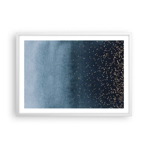 Póster en marco blanco - Composición - fases azules - 70x50 cm