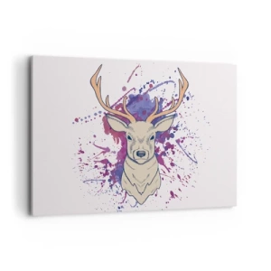 Cuadro sobre lienzo - Impresión de Imagen - Retrato de un ciervo con manchas abstractas en el fondo. - 120x80cm - Valor y equilibrio - Decoración de pared moderna para salón y dormitorio ARTTOR