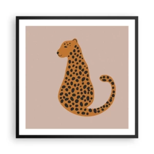 Póster en marco negro - El estampado de leopardo está de moda - 60x60 cm