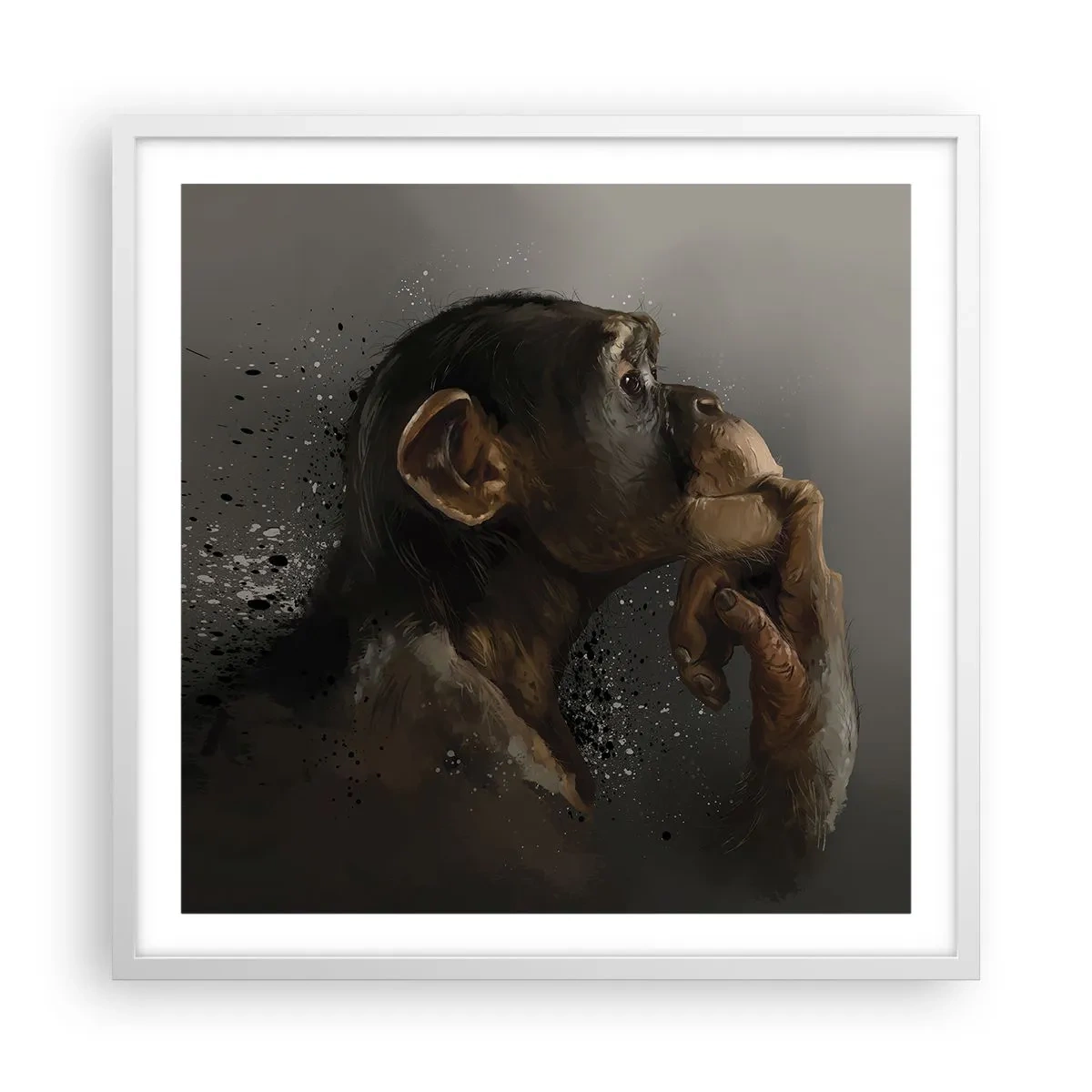 Póster en marco blanco - La evolución del pensador - 60x60 cm