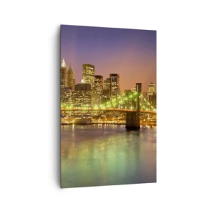 Cuadro sobre lienzo - Impresión de Imagen - Puente iluminado en una ciudad moderna por la noche - 80x120cm - Aquí la luz nunca se apaga - Decoración de pared moderna para salón y dormitorio ARTTOR