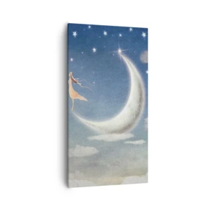 Cuadro sobre lienzo - Impresión de Imagen - Pretendiente sobre azul - 55x100 cm