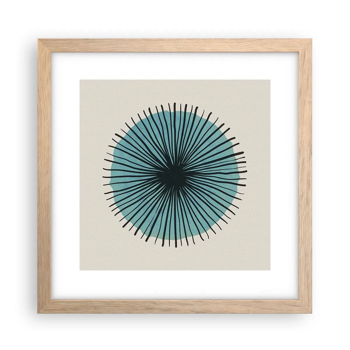 Póster en marco roble claro - Radiante en azul - 30x30 cm