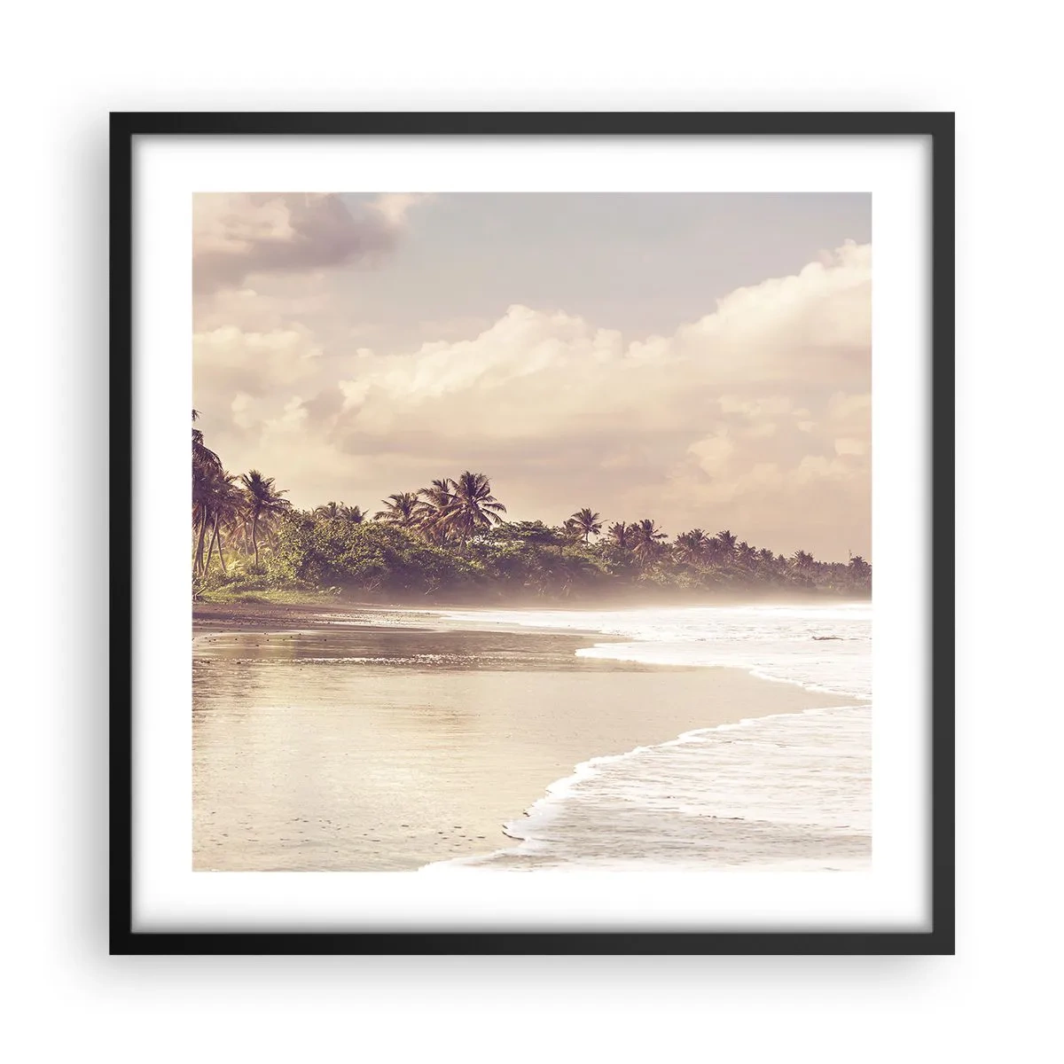 Póster en marco negro - La caricia de las olas - 50x50 cm