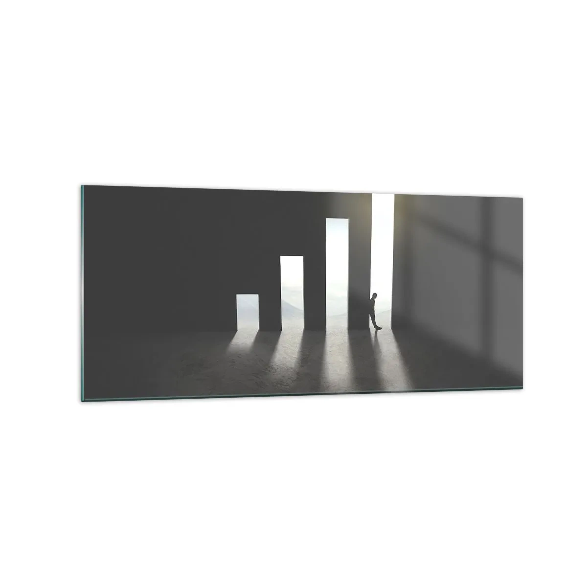 Cuadro sobre vidrio - Impresiones sobre Vidrio - Crecimiento simbólico en forma de pasajes iluminados por la luz. - 120x50cm - El camino del éxito - Decoración de pared moderna para salón y dormitorio ARTTOR