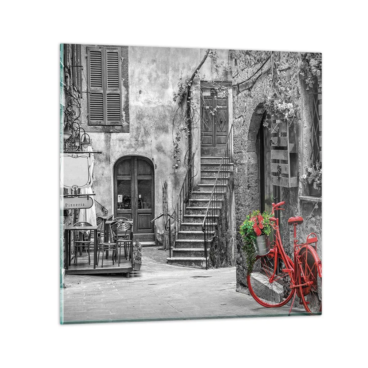 Cuadro sobre vidrio - Impresiones sobre Vidrio - Callejón de la Toscana - 30x30 cm
