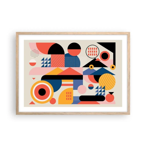 Póster en marco roble claro - Composición: juegos - 70x50 cm