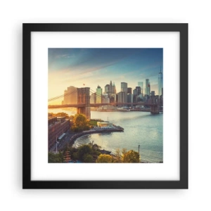Póster en marco negro - El amanecer de la gran ciudad - 30x30 cm