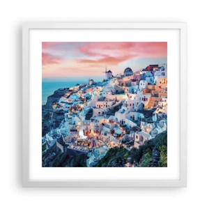Póster en marco blanco - Vacaciones en Grecia - 40x40 cm