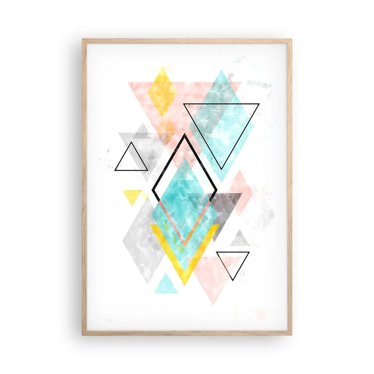 Póster en marco roble claro - Un juego geométrico - 70x100 cm