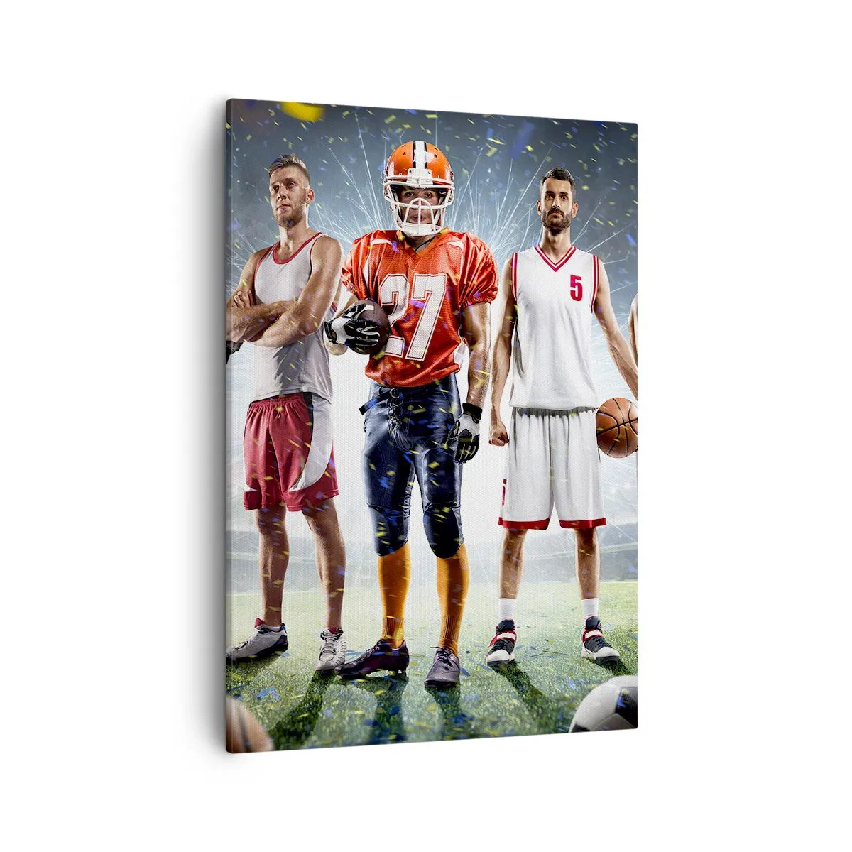 Cuadro sobre lienzo - Impresión de Imagen - Una escena dinámica de atletas de diversas disciplinas en el estadio bajo los focos. - 50x70cm - Gladiadores sobre los terrenos de juego - Decoración de pared moderna para salón y dormitorio ARTTOR