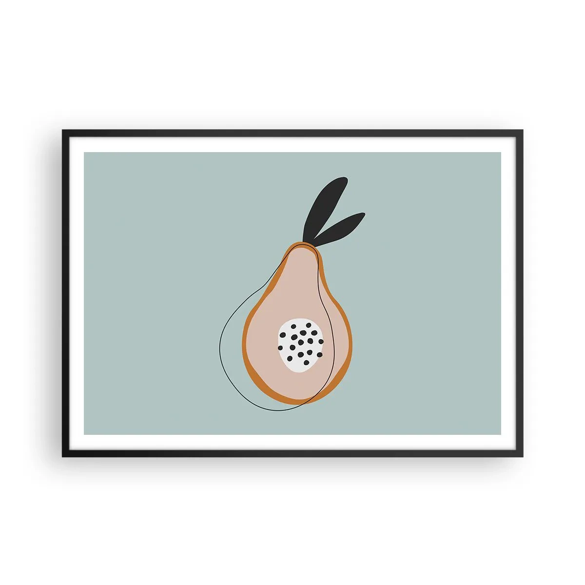 Póster en marco negro - Pera abstracta sobre un fondo claro - 100x70cm - El interior de la naturaleza - Decoración de pared moderna para salón y dormitorio ARTTOR