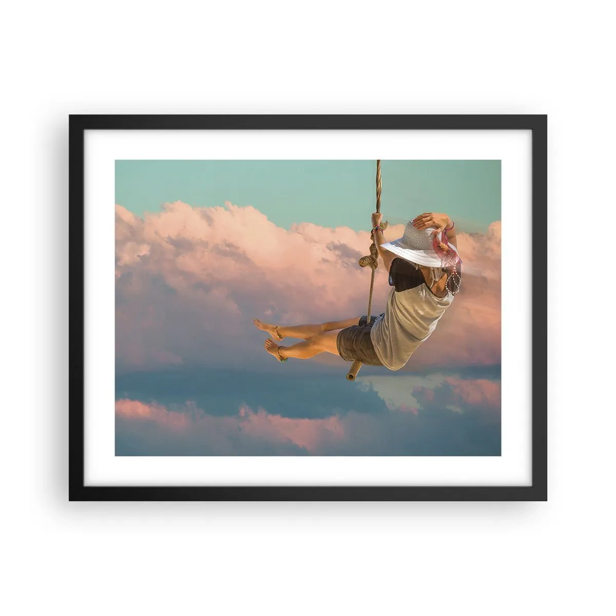 Póster en marco negro - Jugando en las nubes - 50x40 cm