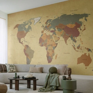 Fotomural Premium Sand - Para ti, el mundo entero - Mapa del mundo, Continentes, Viajes - 500x350 cm