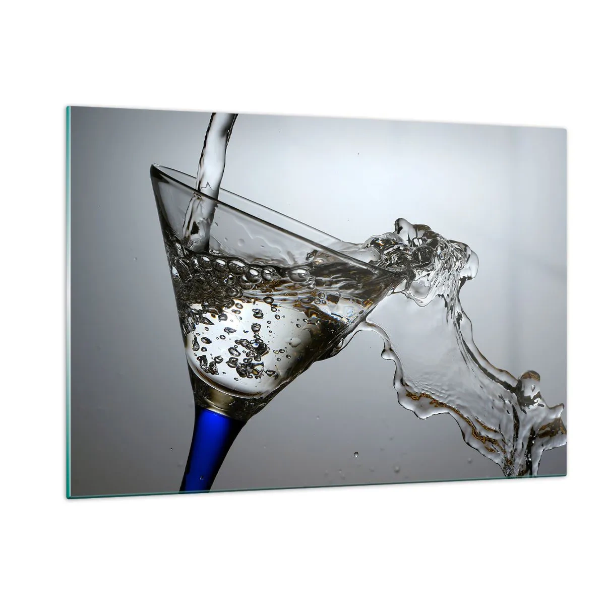 Cuadro sobre vidrio - Impresiones sobre Vidrio - Agua salpicando en una copa de martini - 120x80cm - Agua cristalina en vaso de vidrio - Decoración de pared moderna para salón y dormitorio ARTTOR
