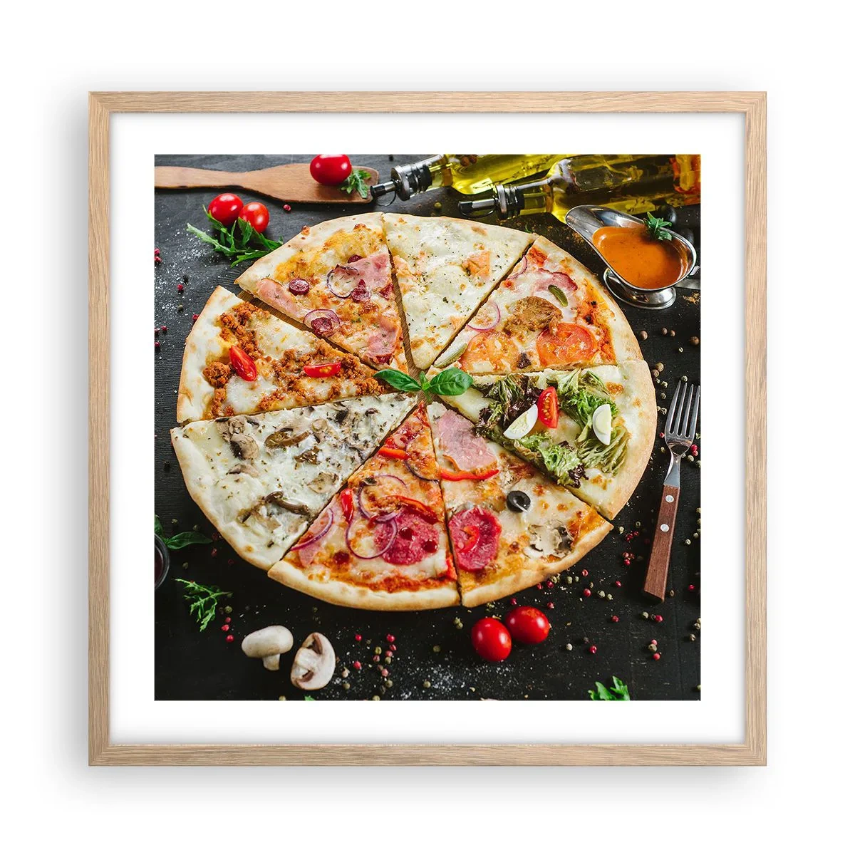 Póster en marco roble claro - Una gama de gustos - 50x50 cm