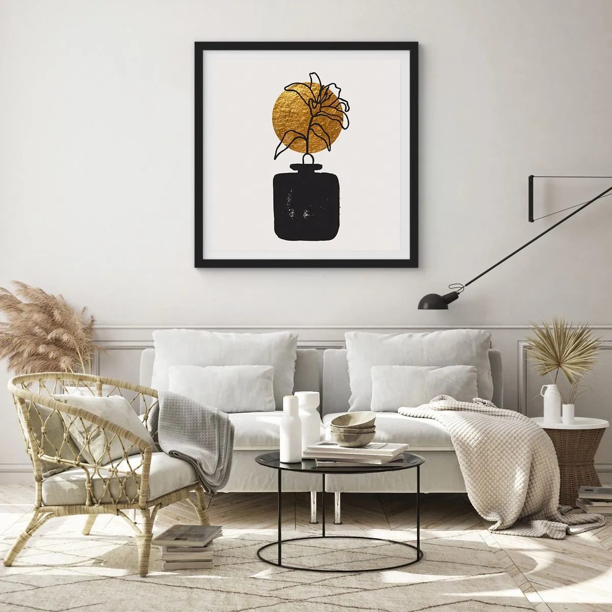 Póster en marco negro - Belleza en equilibrio - 30x30 cm