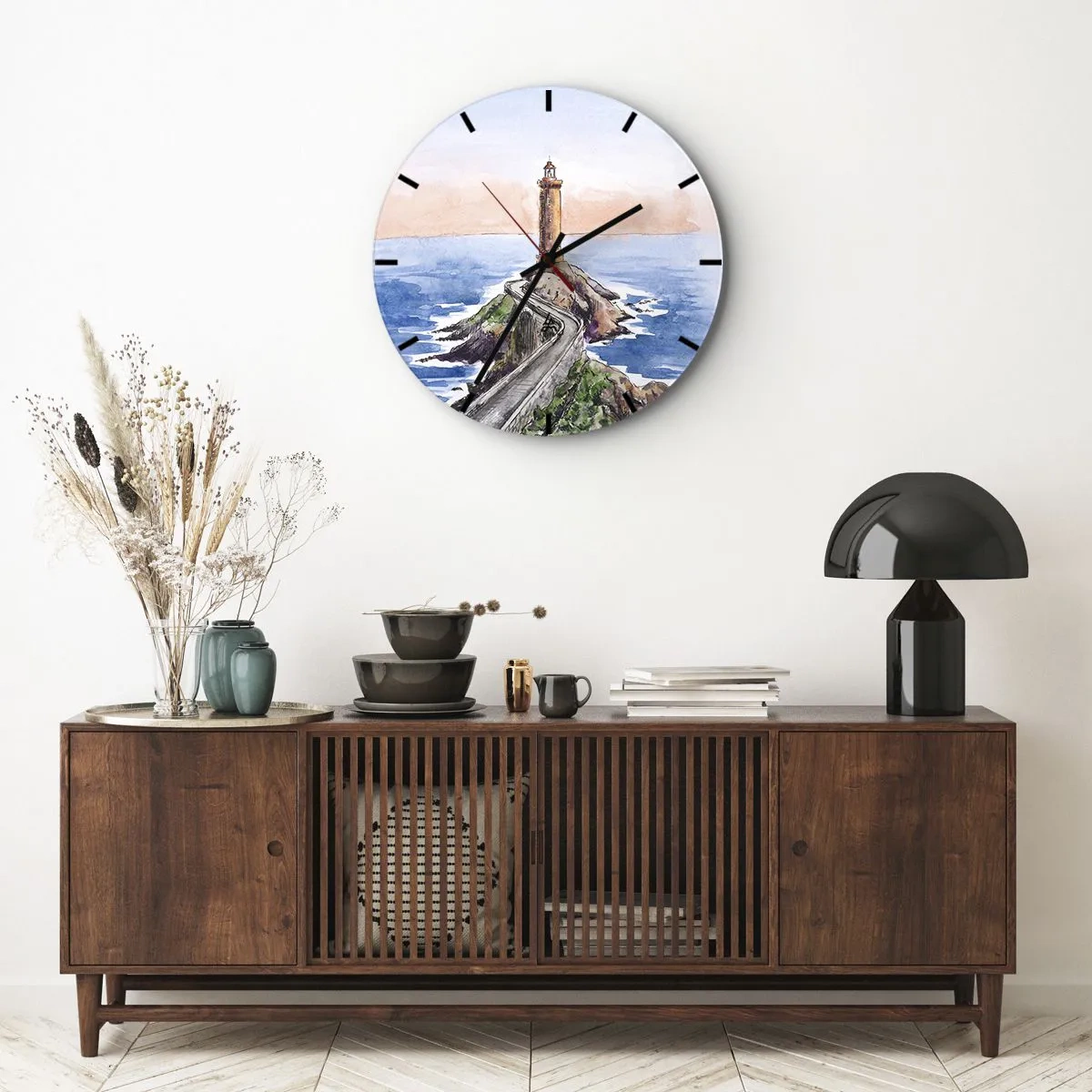 Reloj de pared - Reloj de vidrio - Frente al mar - 40x40 cm