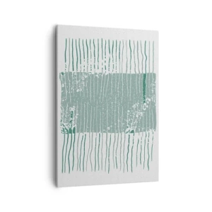 Cuadro sobre lienzo - Impresión de Imagen - Patrón geométrico en tonos verde mar y blanco. - 50x70cm - Abstracción marina - Decoración de pared moderna para salón y dormitorio ARTTOR