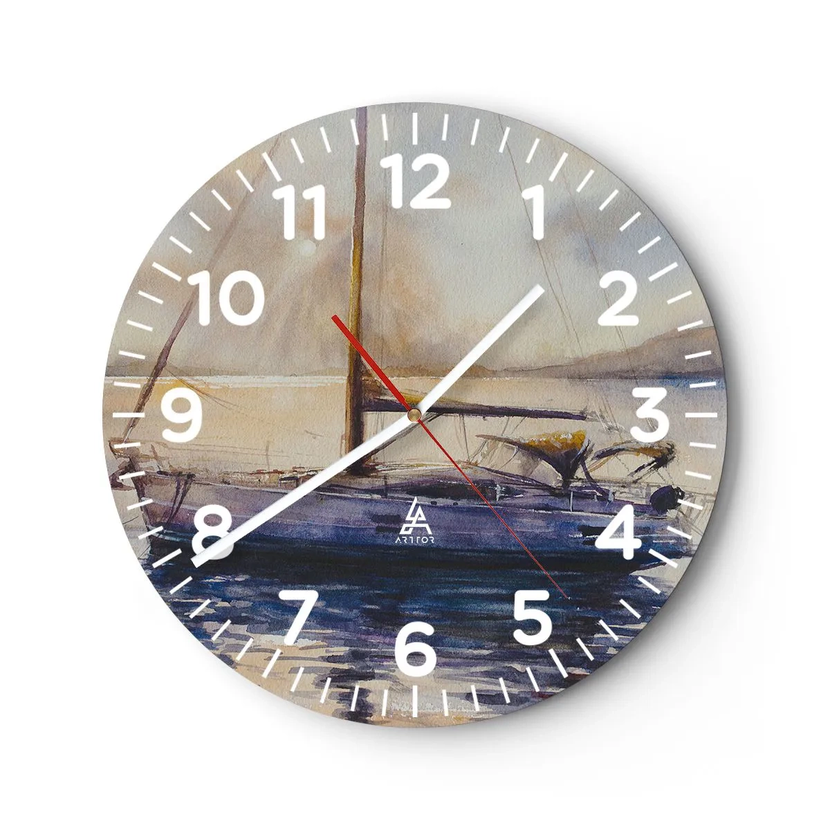 Reloj de pared - Reloj de vidrio - Atardecer en la bahía - 40x40 cm