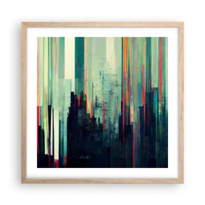 Póster en marco roble claro - Ciudad futurista - 50x50 cm
