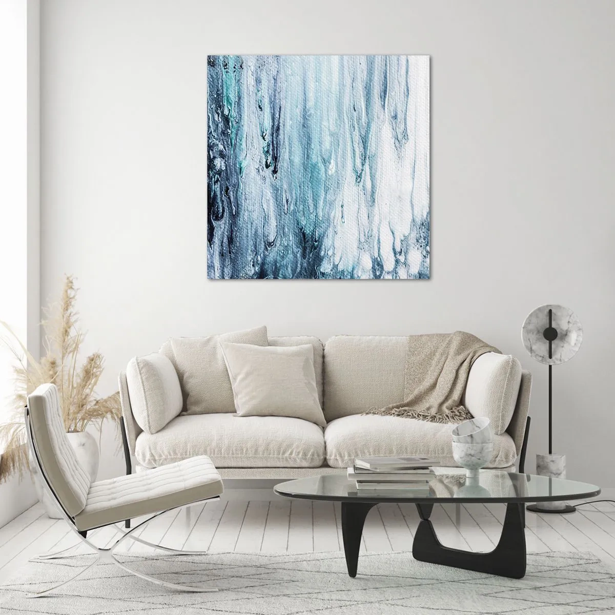 Cuadro sobre vidrio - Impresiones sobre Vidrio - Carámbanos de azul - 30x30 cm