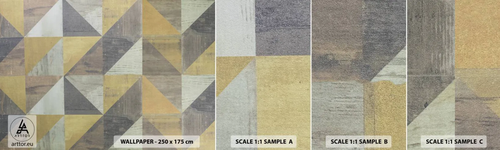 Muestra De Fotomural Standard Eco - El arte de los triángulos - Abstracción, Pedazo, triangulos - 100x30 cm